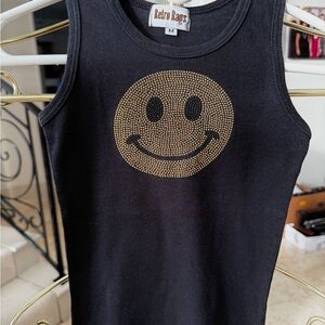 Kid’s Boutique Black Tank Top with Smiley Face Size M